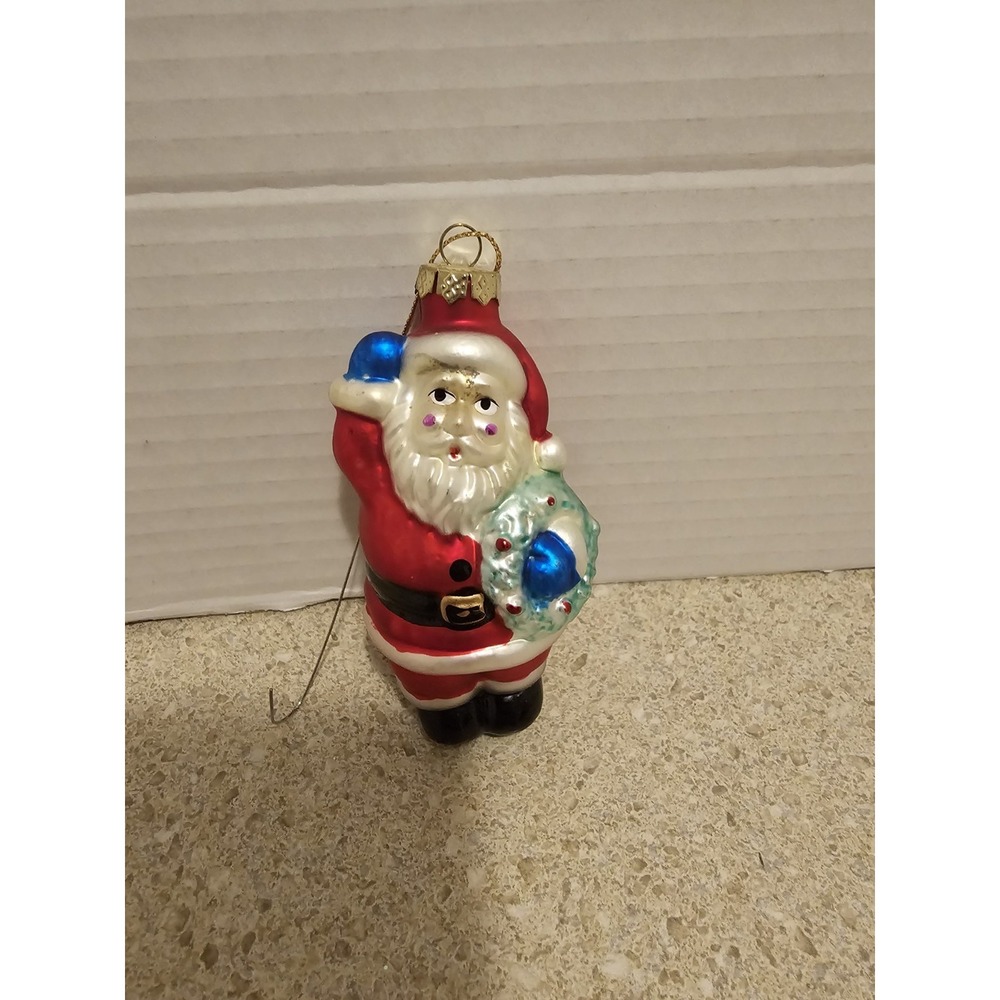 VTG Regent Good Old Days Christmas Ornaments  Santa Bell Wreath Blown Glass 044